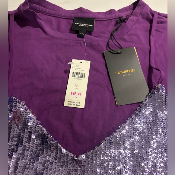 NWT Anthropologie Le Superbe Birdie Sequin Tee size L - Picture 4 of 5